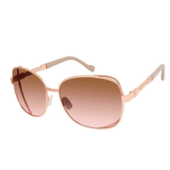 Jessica Simpson Metal Chain UV Protective Square Sunglasses Rose Gold Nude - Picture 1 of 1